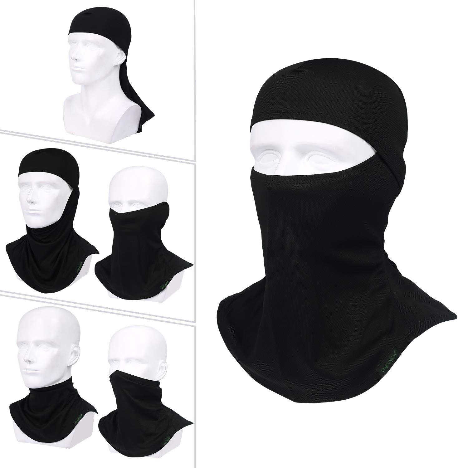 Balaclava Ski Mask 3 Pieces Full Face Cover for Men and Women Sun Protection Breathable Shiesty Mask for Skiing A-Black